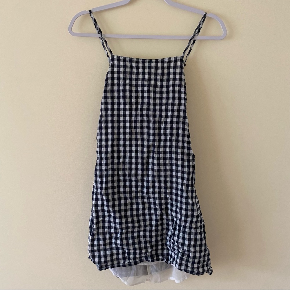 American Eagle XS tie back black and white gingham mini dress
